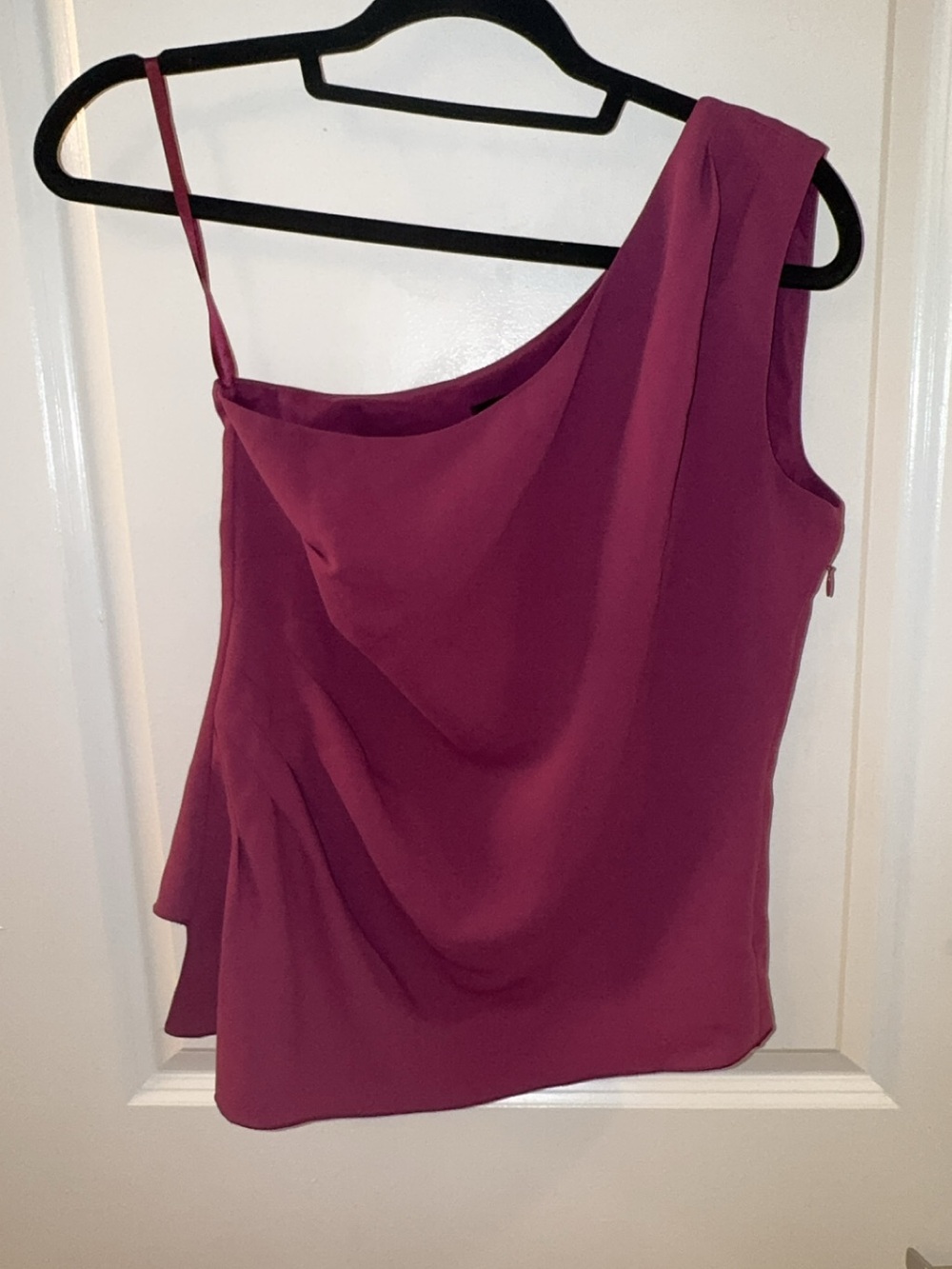 White House Black Market One-Shoulder Draped Camisole in Plum